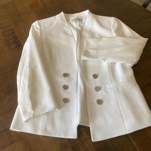 Kasper White Small Blazer With Silver Buttons